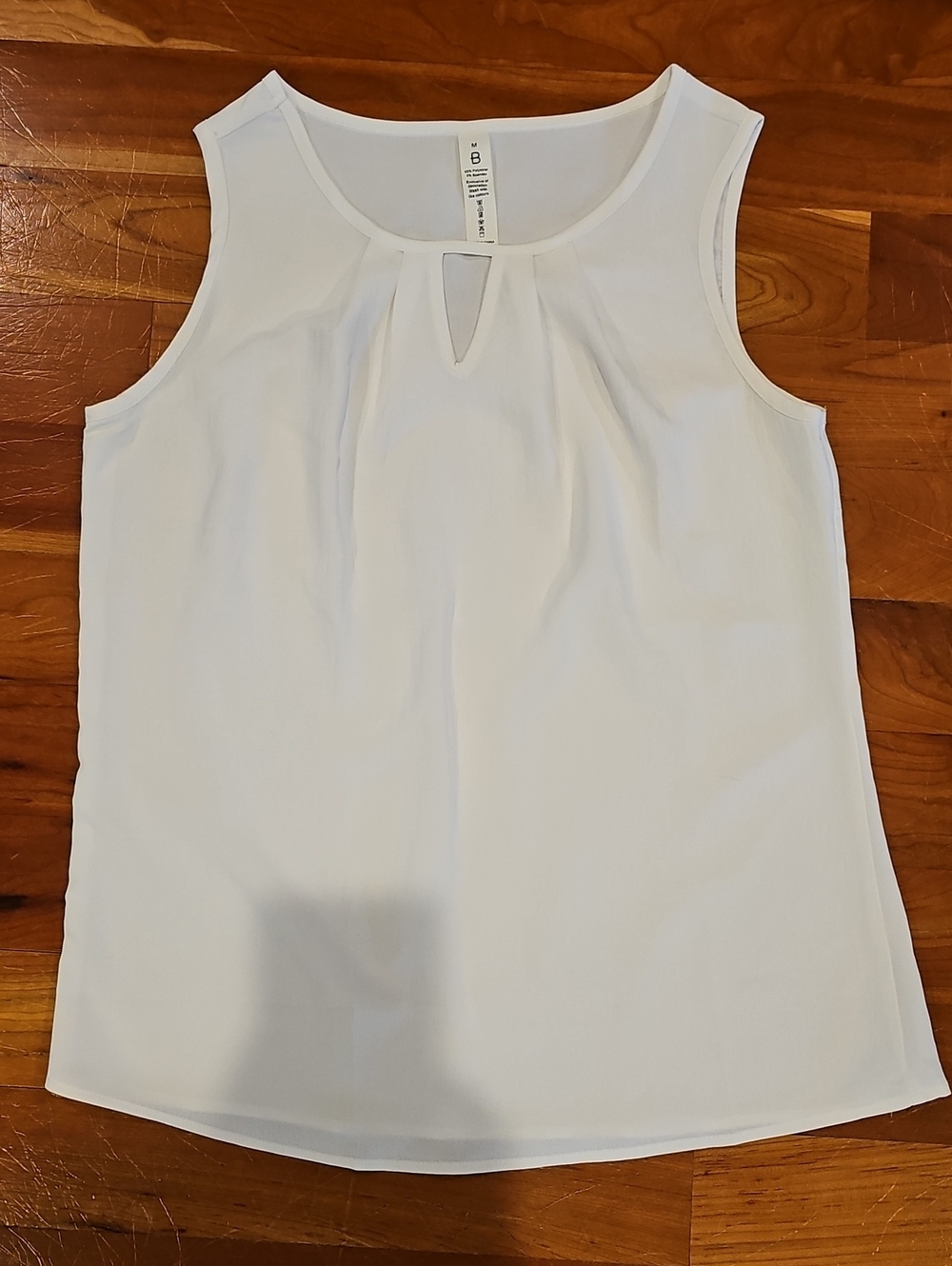 Women's White Sleeveless Keyhole Blouse